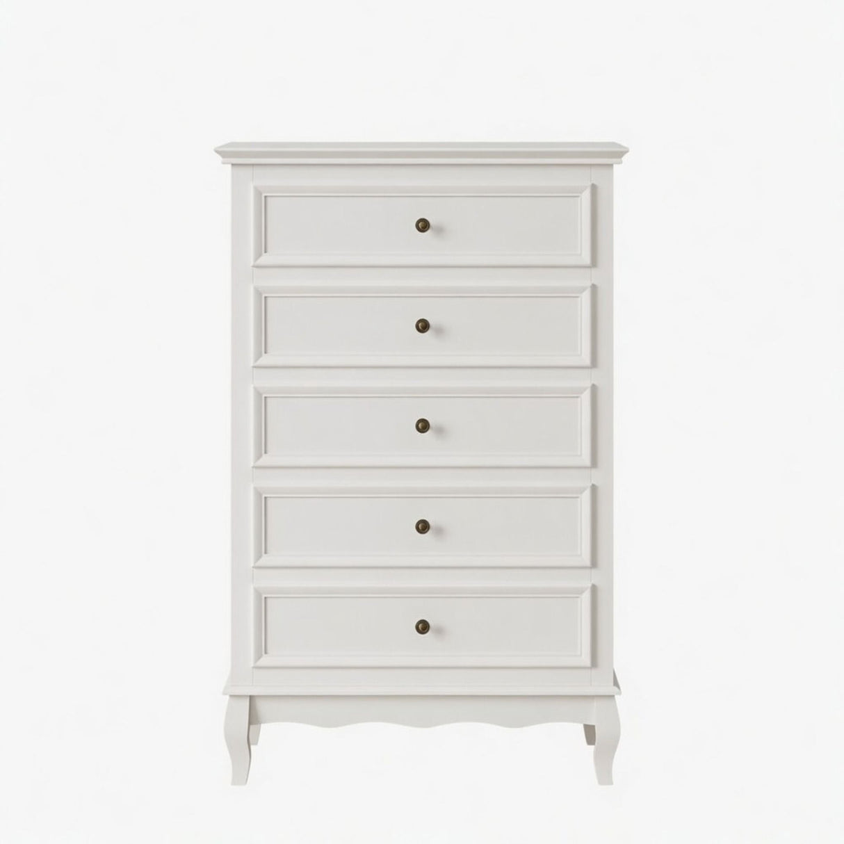5 Drawer Tall Wide Chest Of Drawers - White