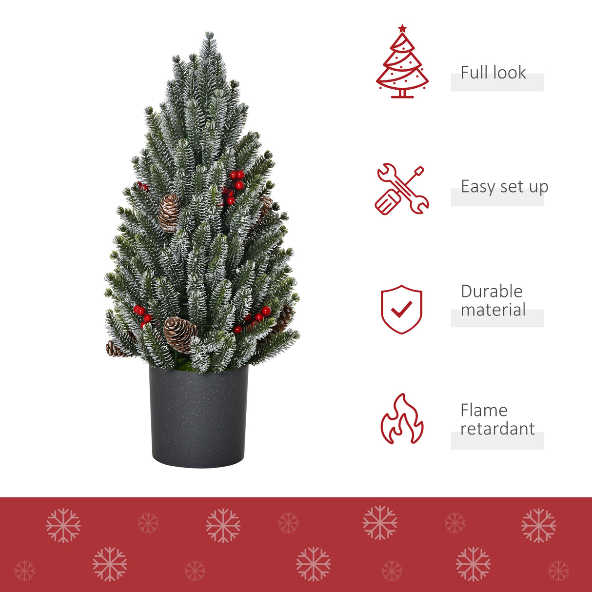 HOMCOM 18" Tall Unlit Miniature Snow-Flocked Tabletop Christmas Tree