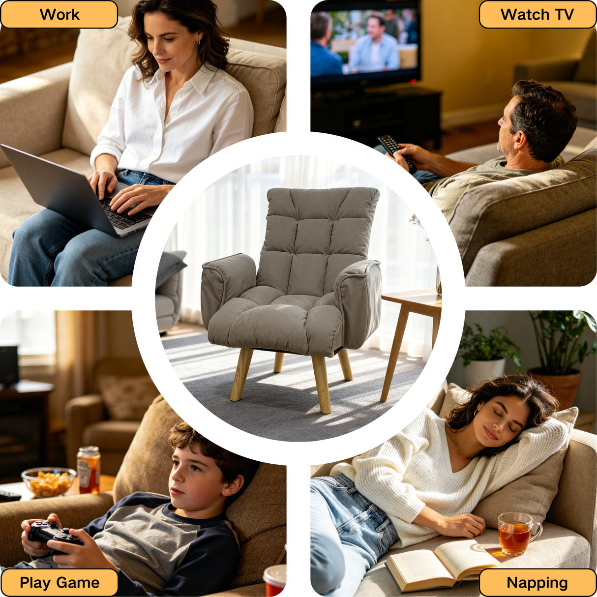 Rotatable Adjustable Back Lazy Sofa Lounge Chair