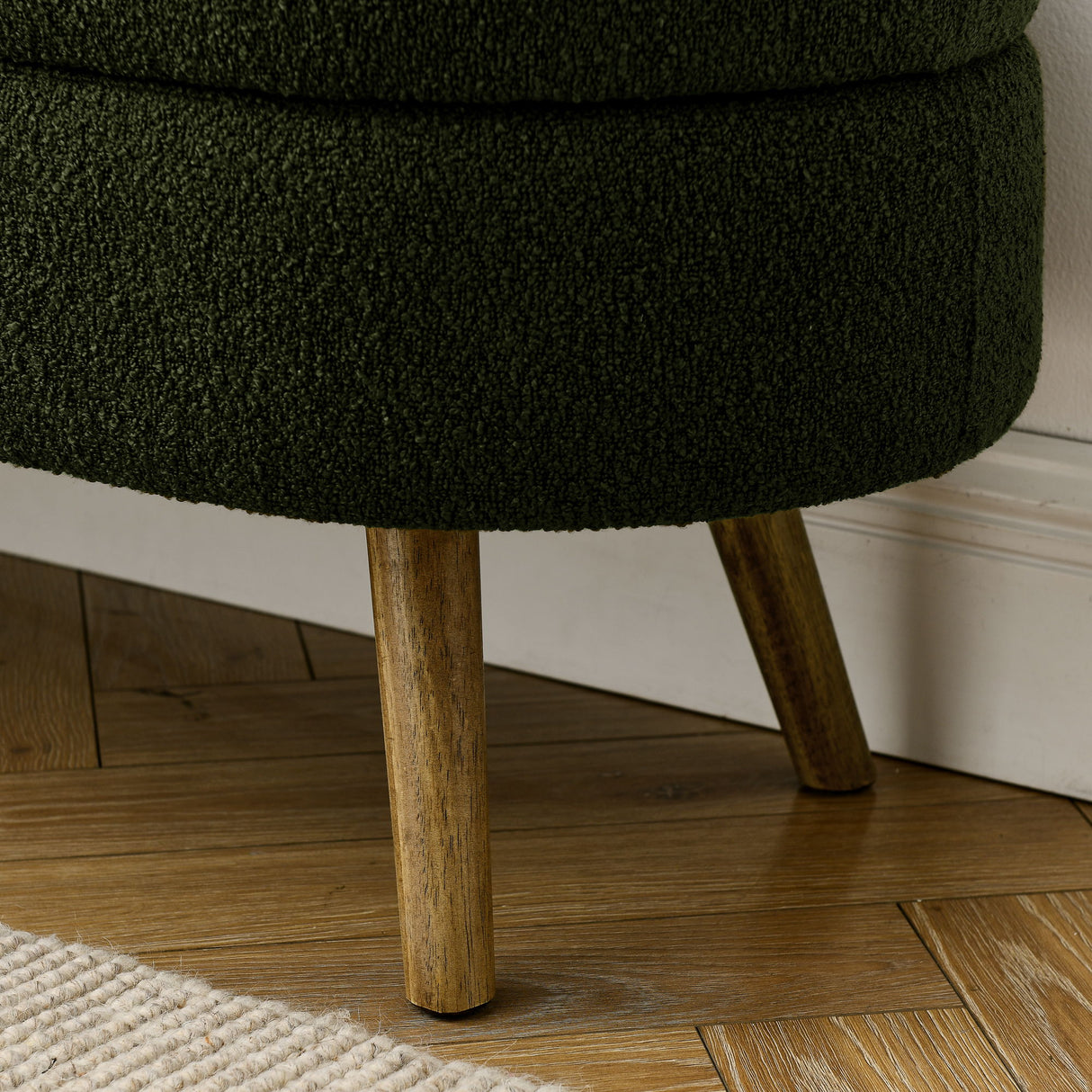Ottoman Oval Storage Bench With Rubber Wood Legs