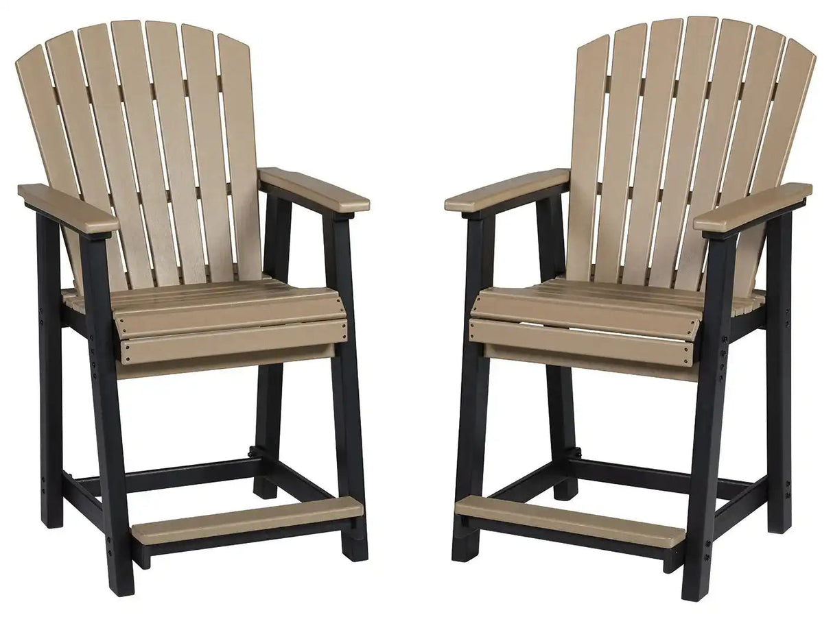 Fairen Trail - Barstool (Set of 2) - Black / Driftwood - Best Buy Furniture