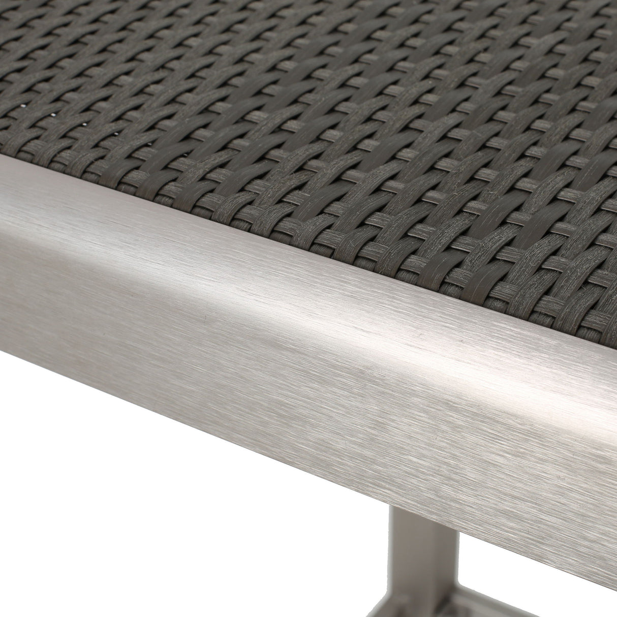 Outdoor 43" Aluminum Bar Table With Rattan Table Top - Gray / Silver