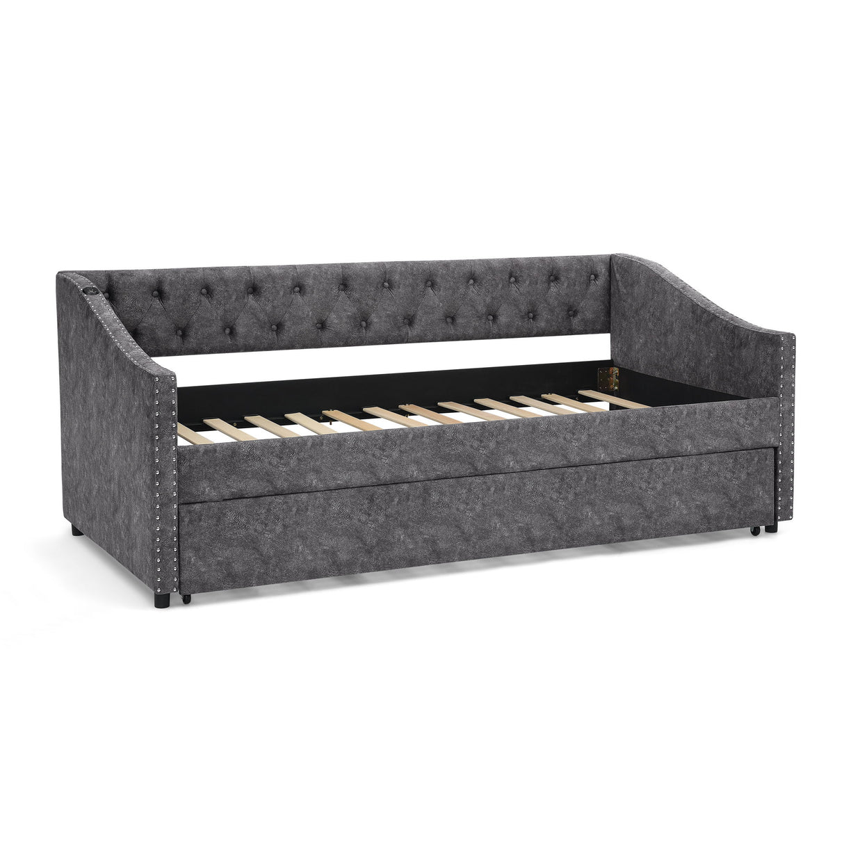 Upholstered Daybed With USB Charging & Pull Out Bed