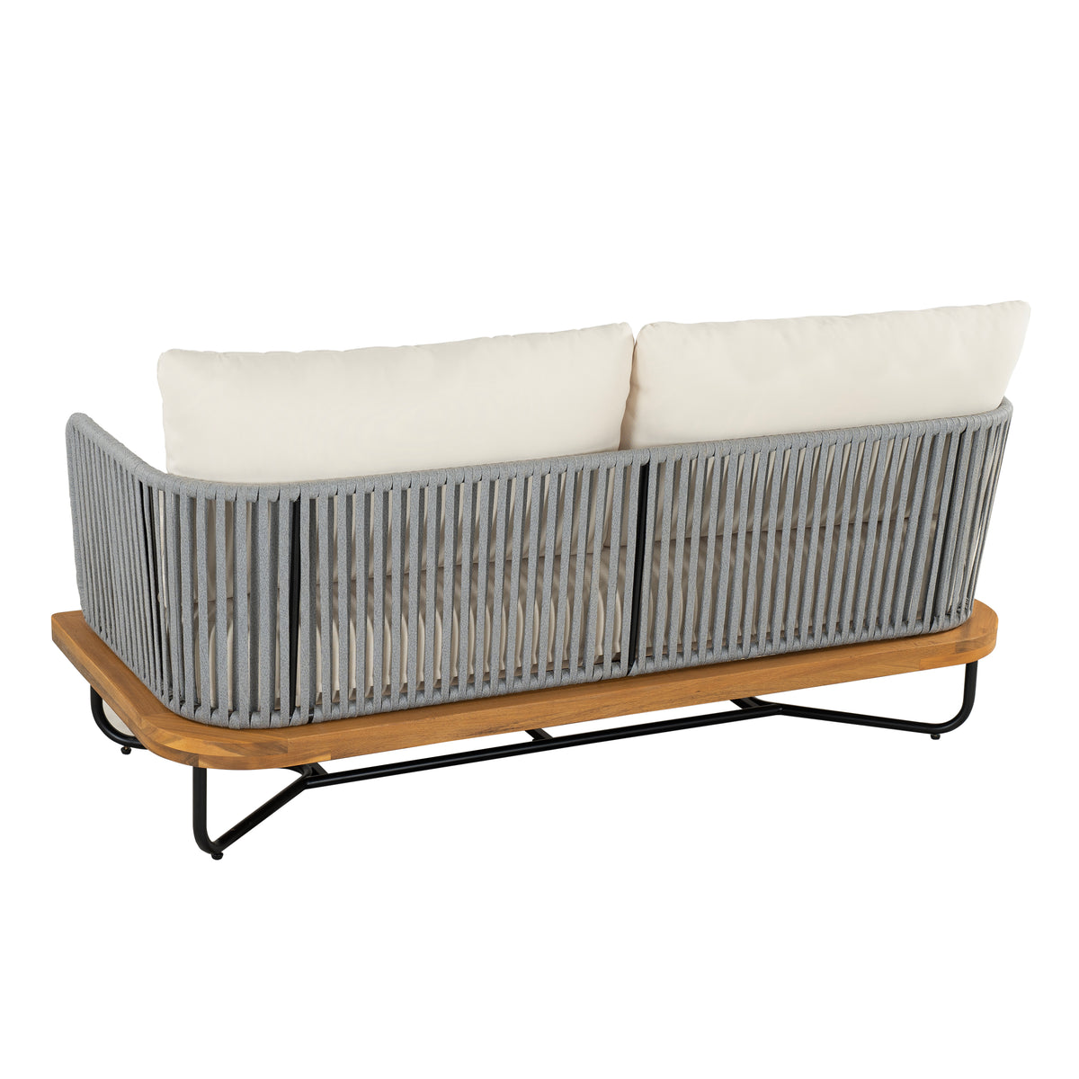 Lucca Outdoor 8 Seaters Acacia Wood and Rope Woven Patio Conversation Set