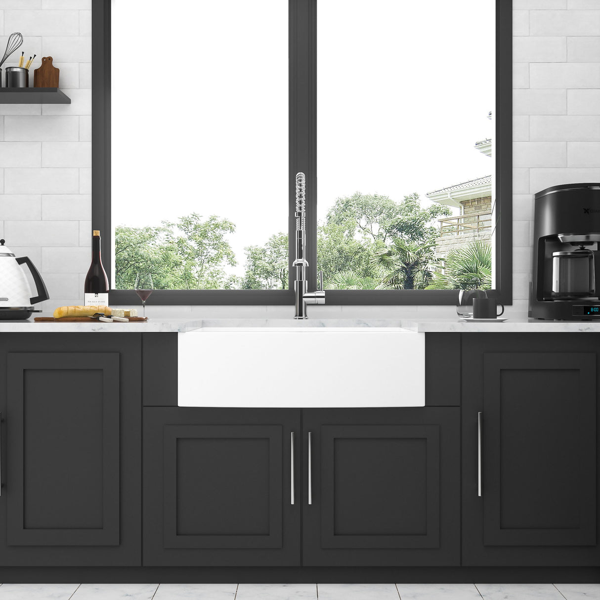 Farmhouse Sink, Apron Front Single Bowl With Arch Edge Design