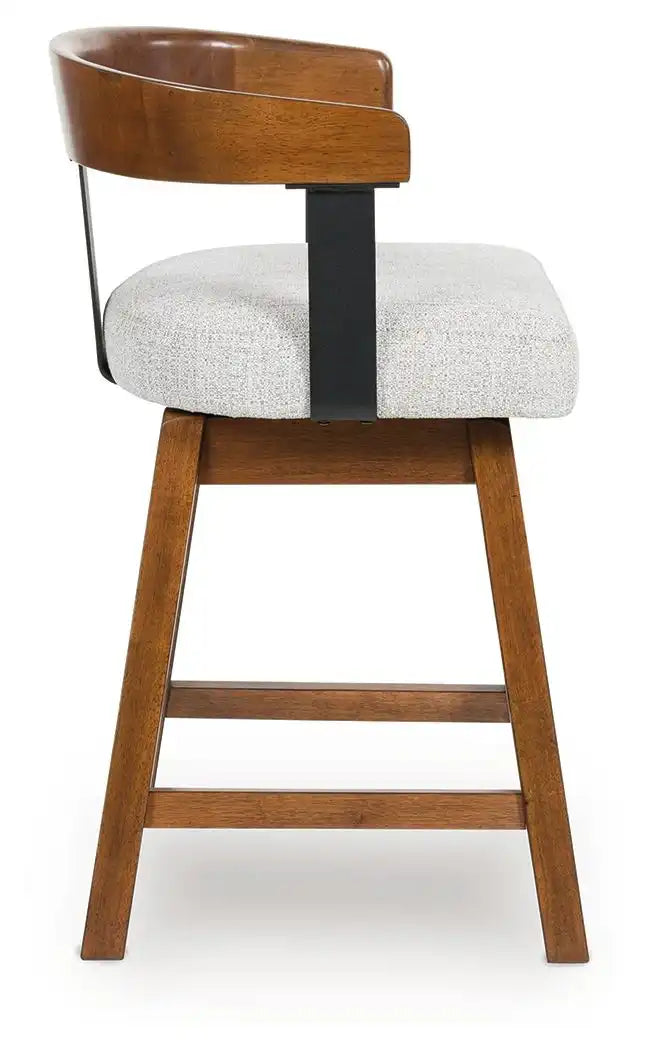 Ralene - Upholstered Swivel Barstool (Set of 2) - Medium Brown - Best Buy Furniture