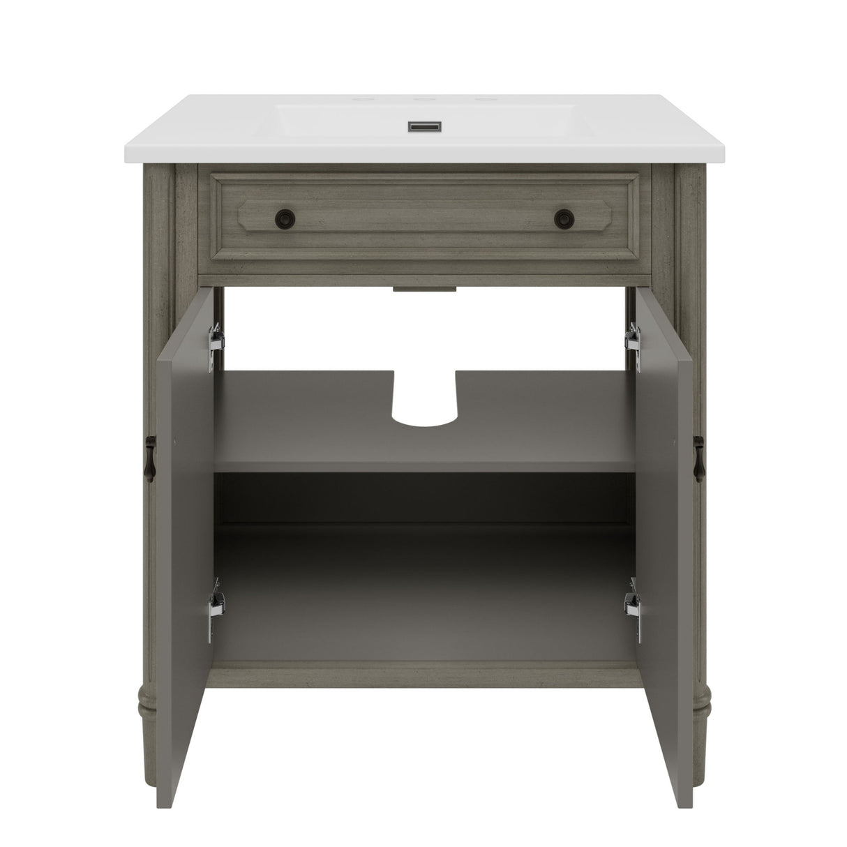 Vintage Bathroom Vanity With Sink, Rustic Cabinet With Soft Close Doors