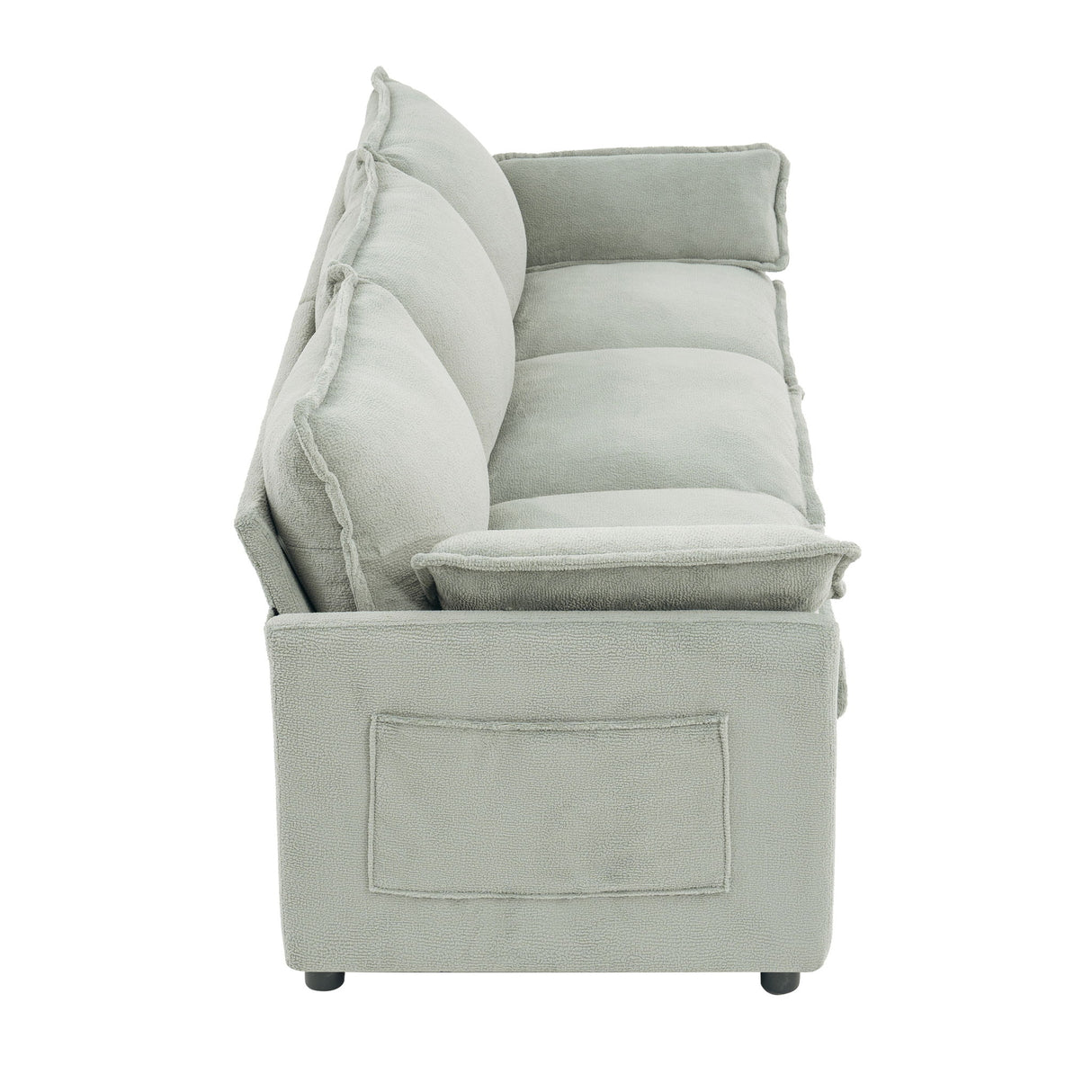 Modern 3 Seater Sofa With Side Storage Pockets For Living Room