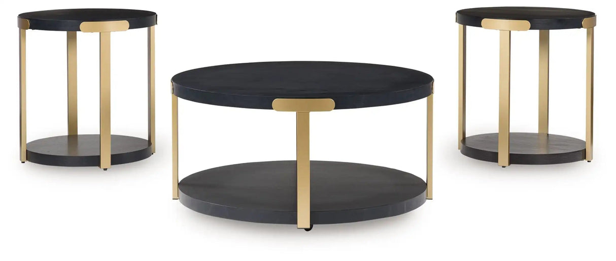 Shylore - Occasional Table Set (Set of 3) - Black / Brass Finish - Best Buy Furniture