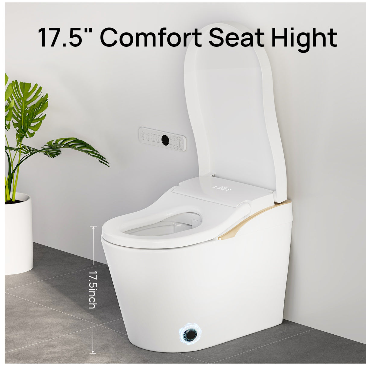 Modern Smart Toilet With Bidet, Auto Flush, Heated Seat, and More