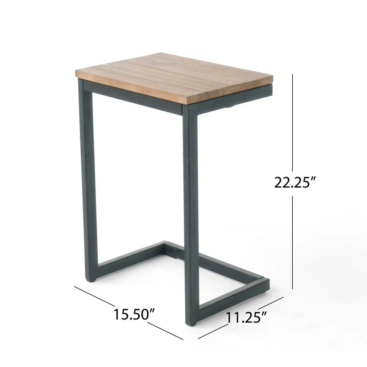 C Shaped End Table With Iron Base And Fir Wood To - Best Buy Furniture