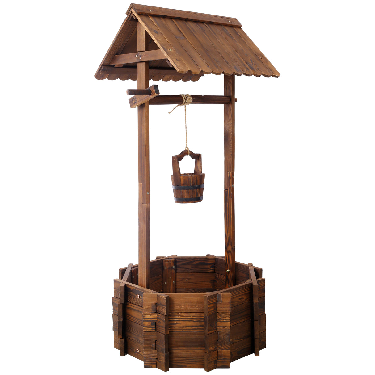 Rustic Wooden Wishing Well Planter