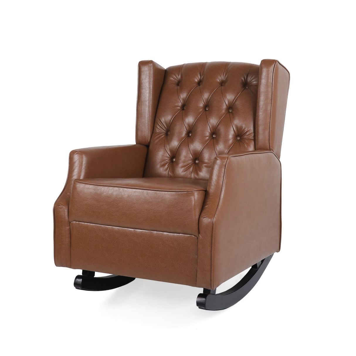 Moss - Upholstered Rocking Recliner With Diamond Tufting And Wingback - Light Brown - Best Buy Furniture