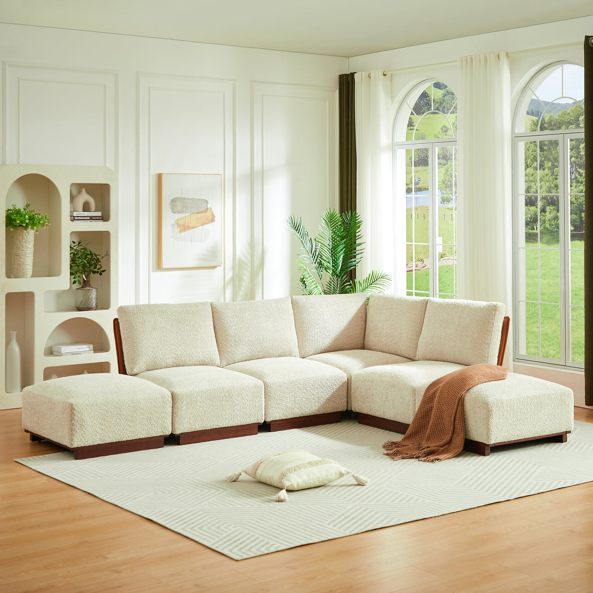 Velora 116 in. 6-Piece L Shaped Boucle Modular Sectional Sofa