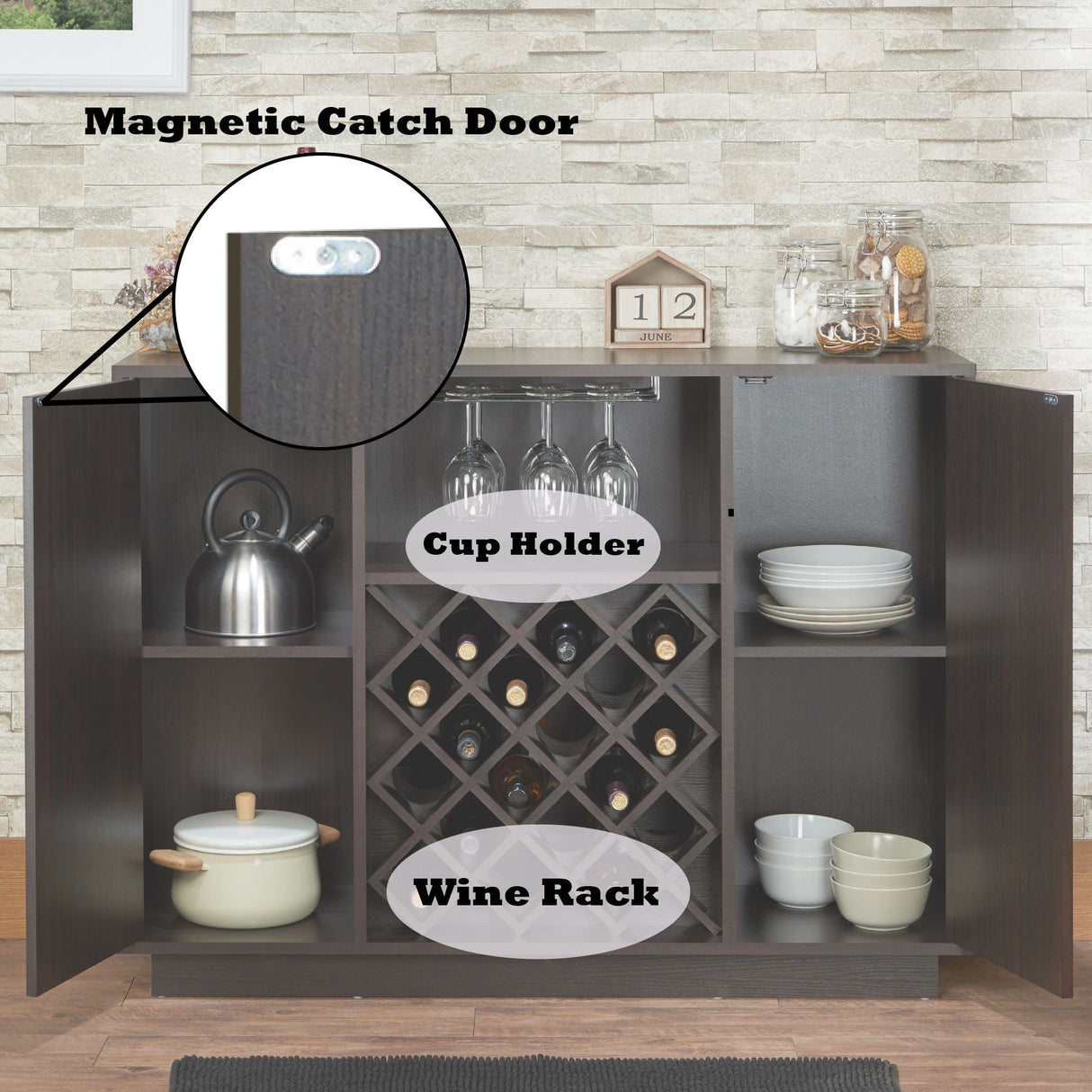 Hazen - Wine Cabinet - Espresso - Best Buy Furniture
