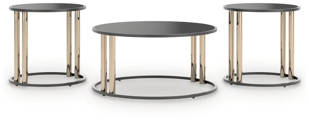 Hannerly - Occasional Table Set (Set of 3) - Black / Gold Finish - Best Buy Furniture