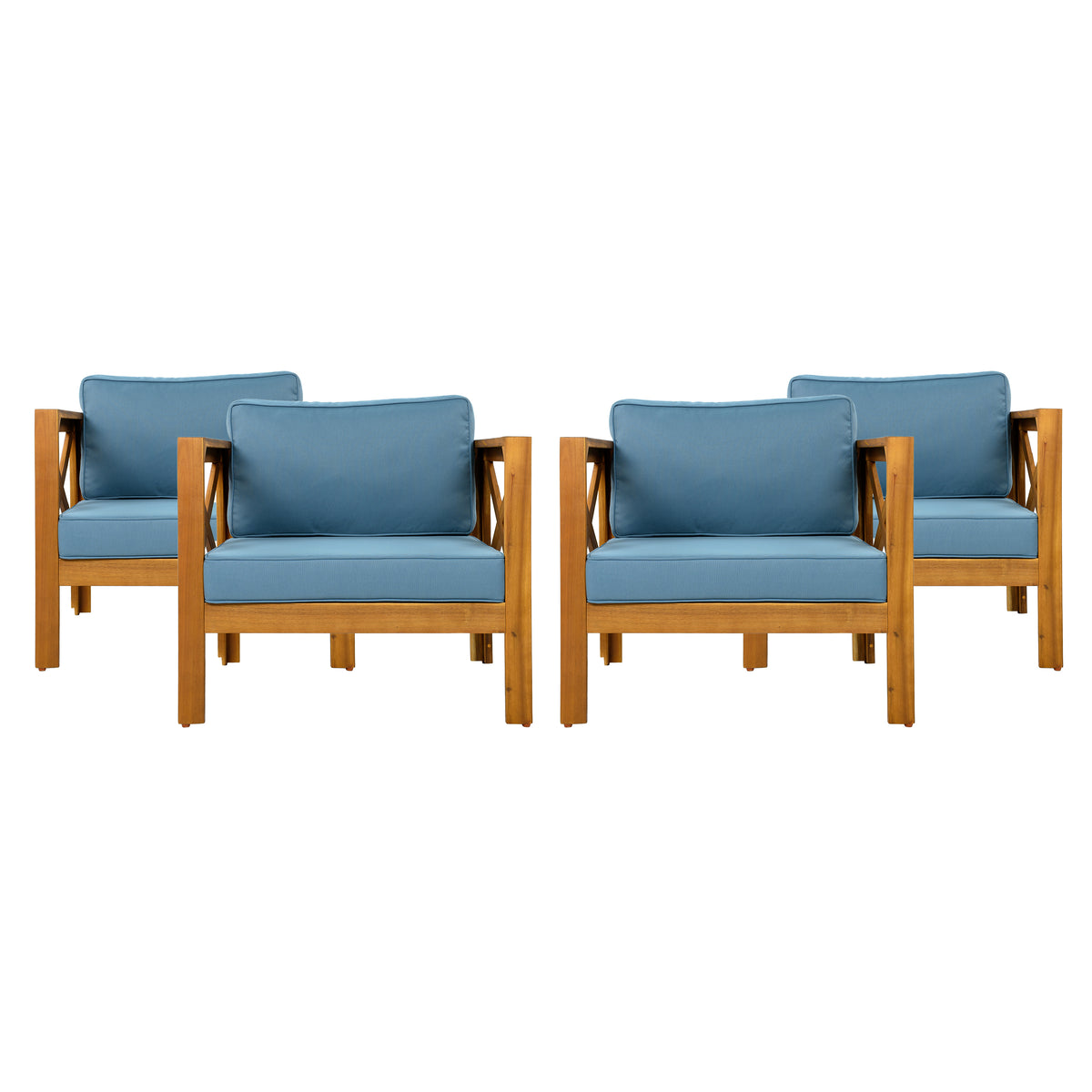 Patio Conversation Set, Outdoor Wood Conversation Seat (Set of 2)