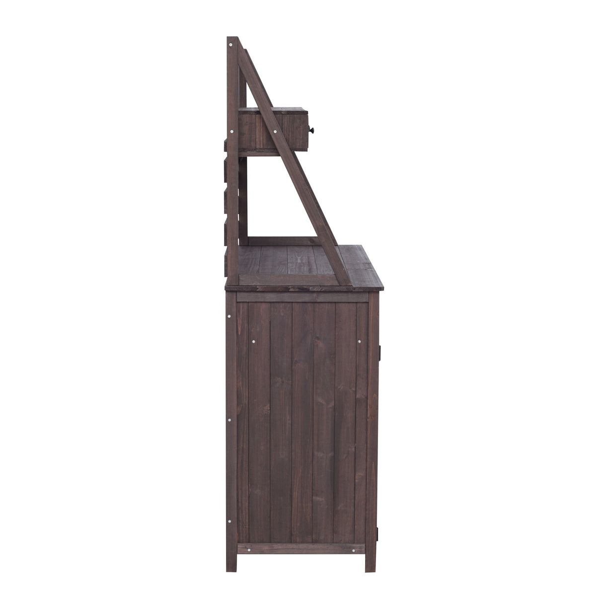 Potting Bench With 5 Drawer Storage And Slatted Back Panel, Garden Workstation - Brown