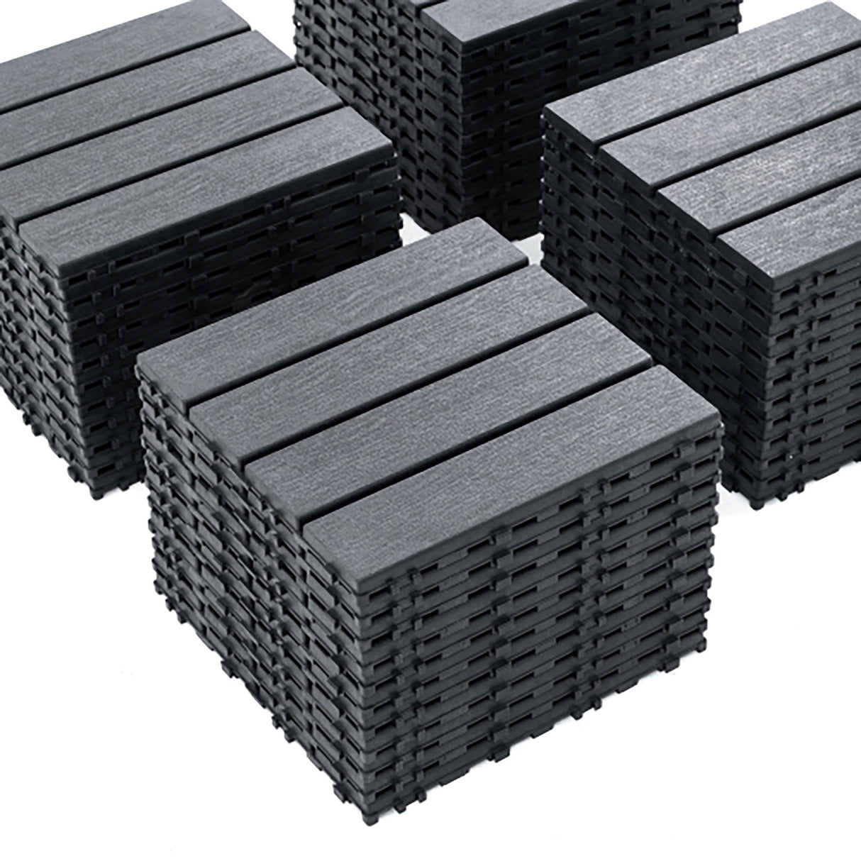 Plastic Interlocking 44 Pack Patio Deck Tiles, Square Waterproof Outdoor All Weather Use