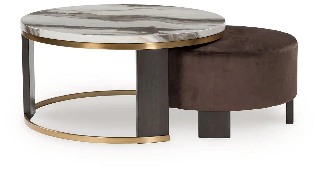 Jazmore - Nesting Cocktail Tables (Set of 2) - Brown / Brass Finish - Best Buy Furniture