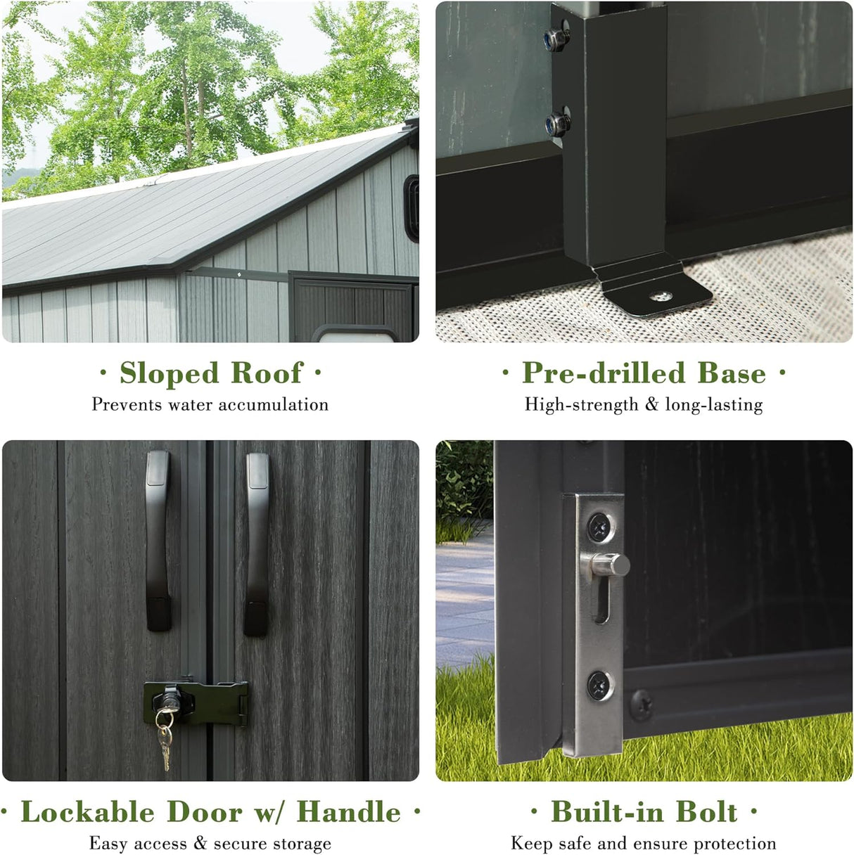 6x4FT Outdoor Resin Storage Shed with Transparent Windows & Louvered Vents
