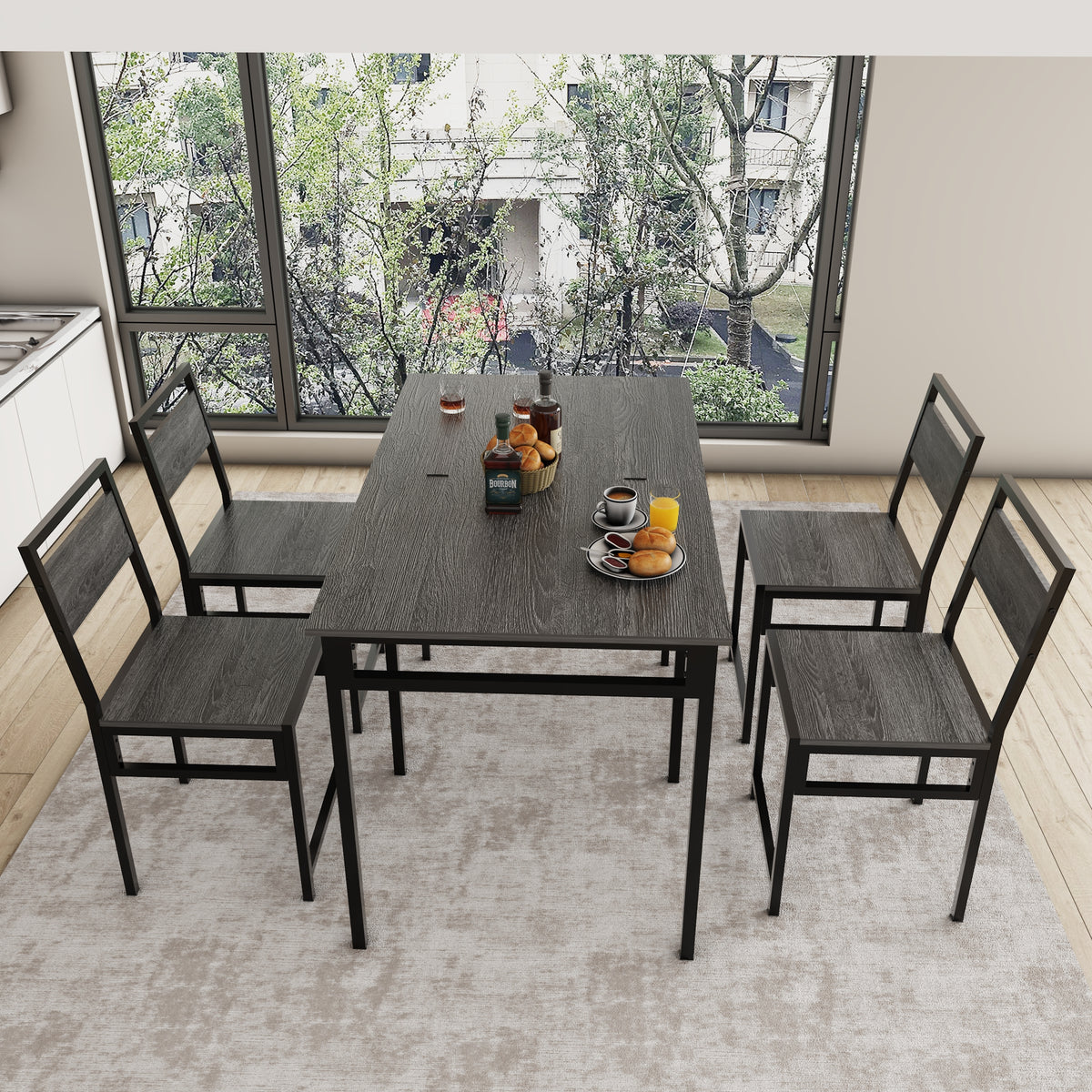 Extendable Dining Table Set with 4 Chairs