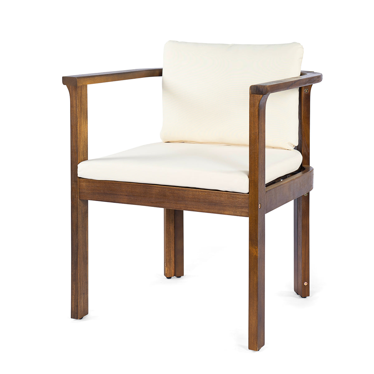Outdoor Dining Chair Set of 4 with Curved Acacia Wood Arms