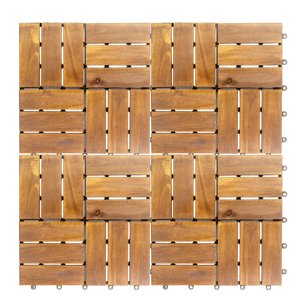 12 in. x 12 in. Acacia 12 Slats Checker Deck Tiles - 30 Pieces