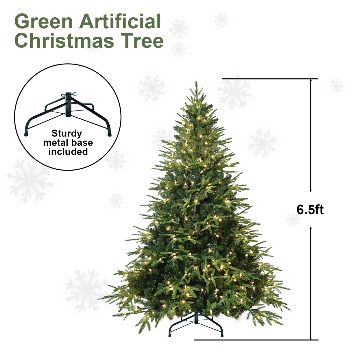6ft Pre-Lit Artificial Christmas Tree with 400 Warm Lights
