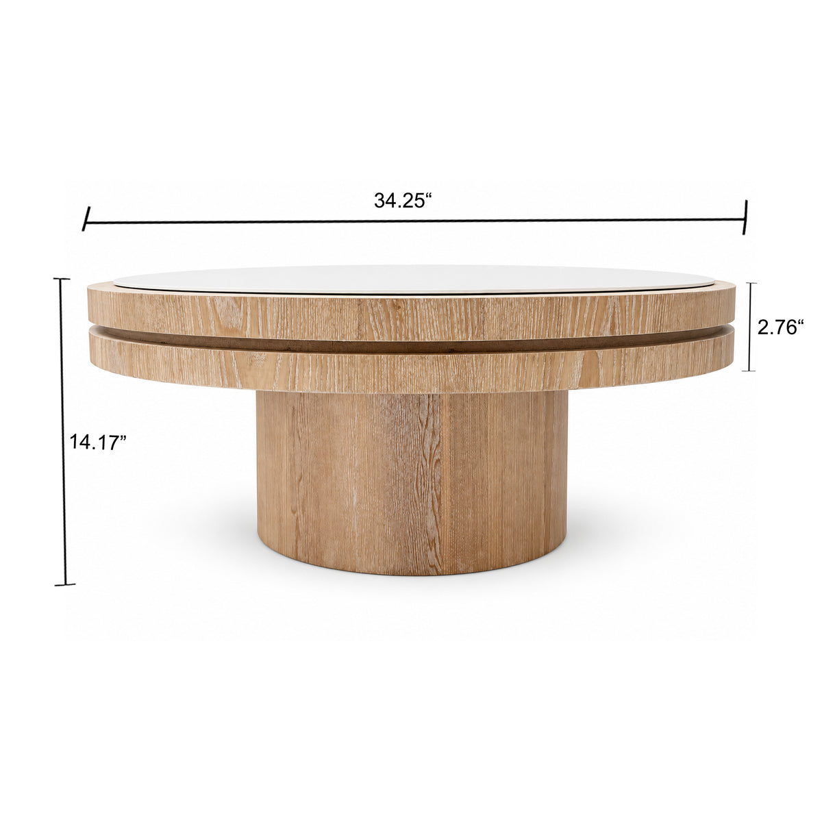 34.25-Inch Square Coffee Table with MDF Pedestal, Gold