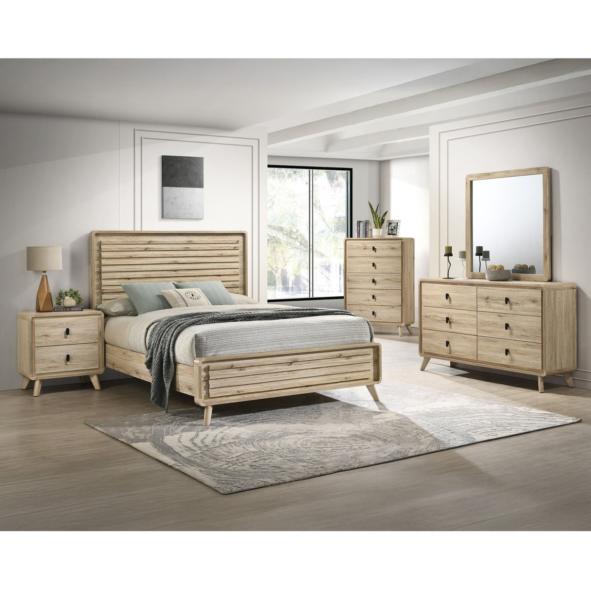Panel Bed With Slatted Headboard And Footboard