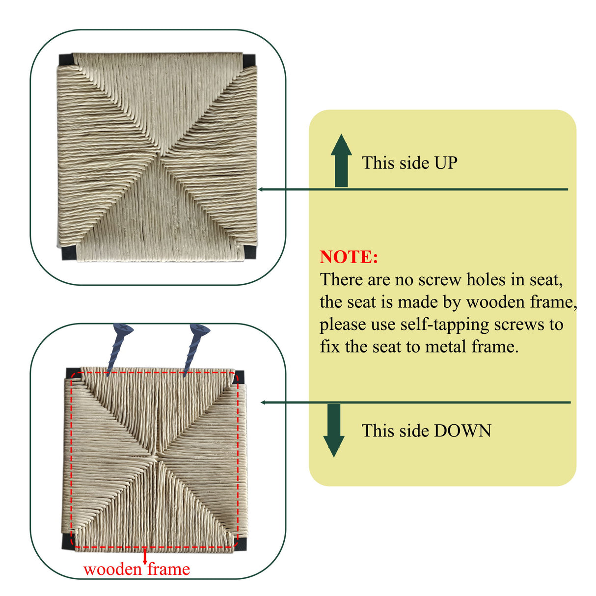 Bar Stools Paper Rope Weave Dining Chairs With Back Hand Weave Stools For Kichen Island, Bar & Counter (Set of 2)