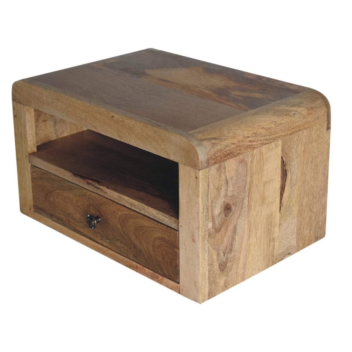 Chunky Floating Bedside, 1-Drawer, 1 Open Slot, Oak-ish