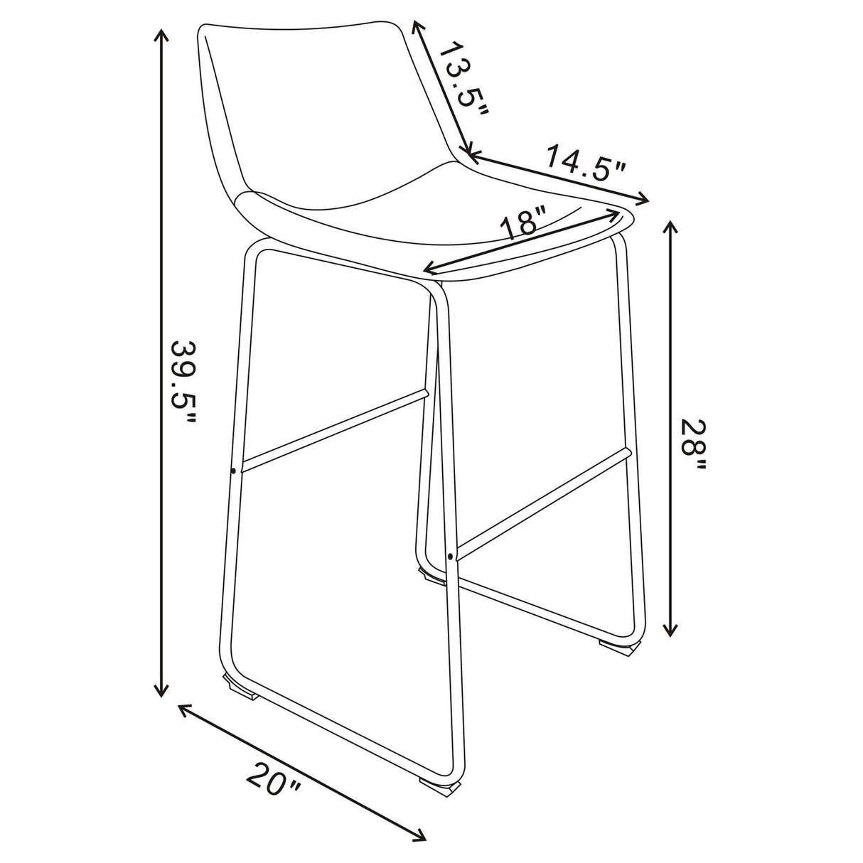 Armless Bar Stool (Set of 2) - Brown