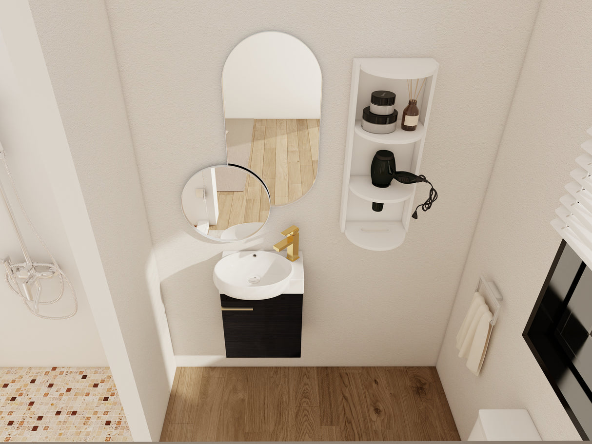 Soft Close Doors Bathroom Vanity With Sink and Storage Rack, 16 Inch