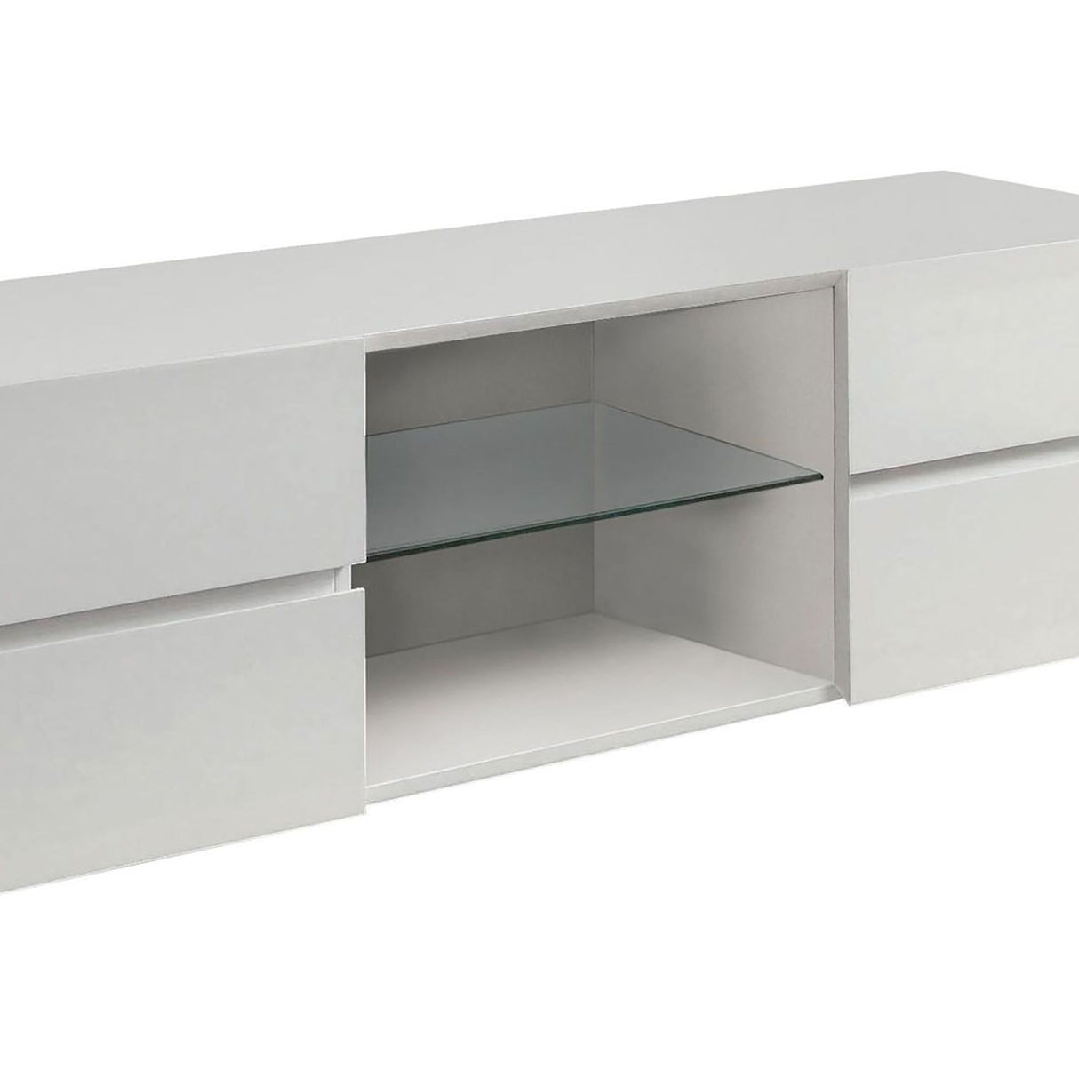 Glossy 4 Drawer TV Console - White
