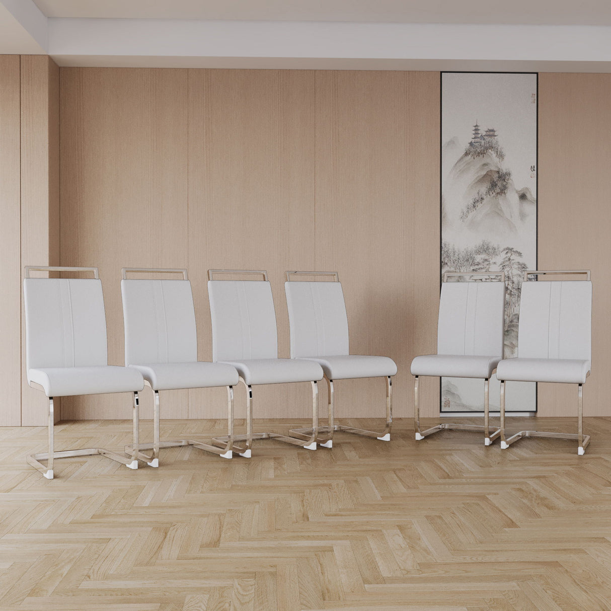Modern Dining Chairs With Padded Seat, High Back