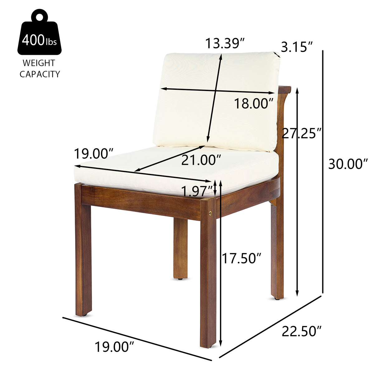 Acacia Wood Outdoor Dining Chair Set of 4
