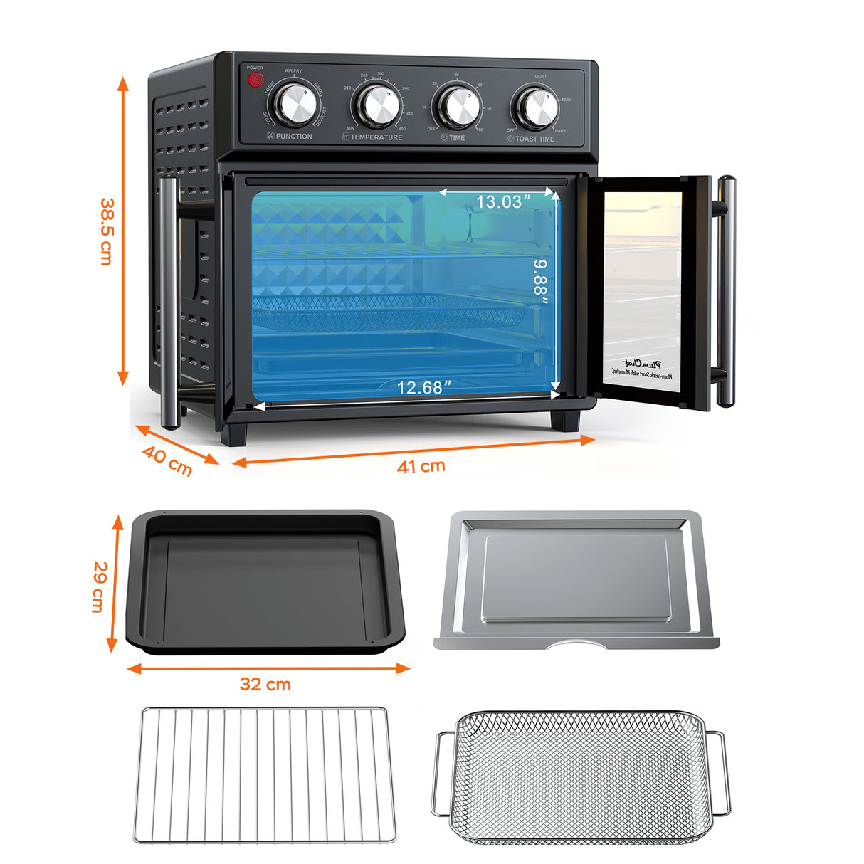 PlumChef 26QT Large Capacity French Double-Door Air Fryer Convection Toaster Oven