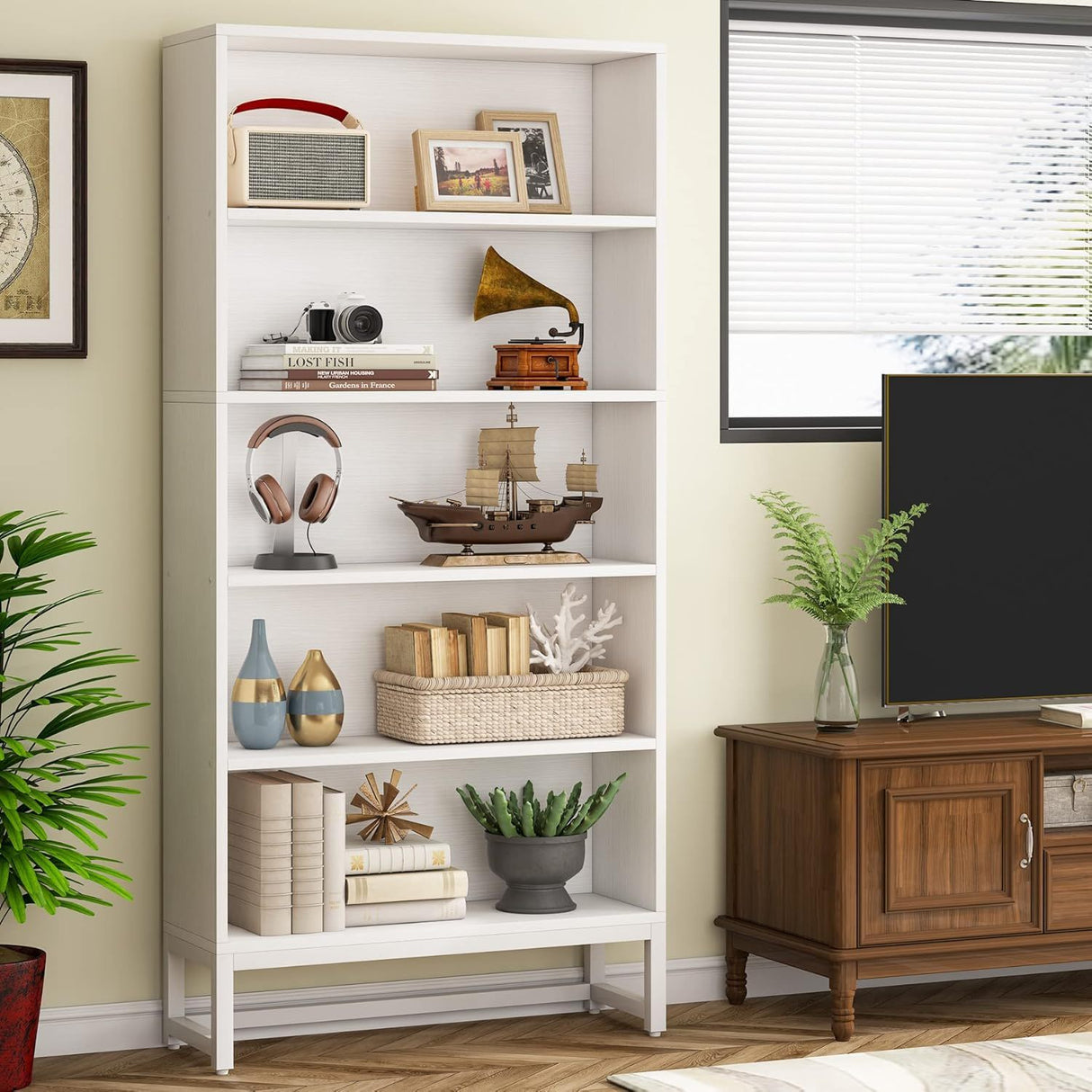 5 Tier Heavy Duty Bookshelf For Living Room