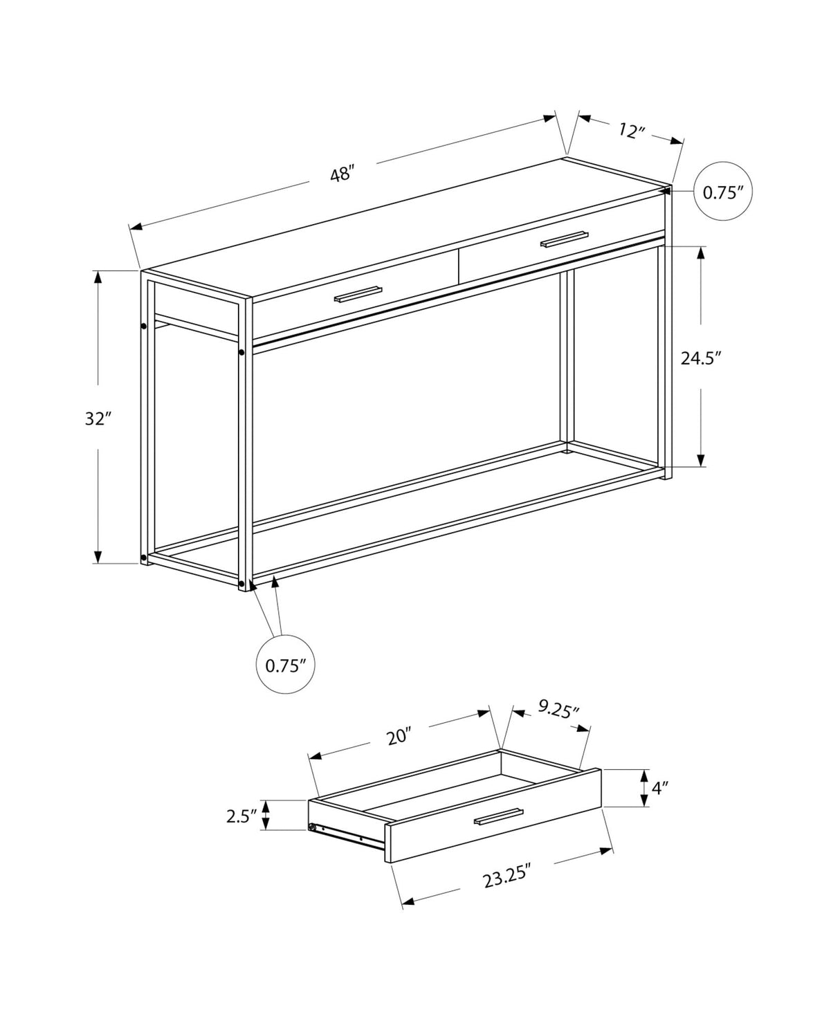 Accent Console Table For Entryway, Storage Drawers, Contemporary & Modern - Best Buy Furniture