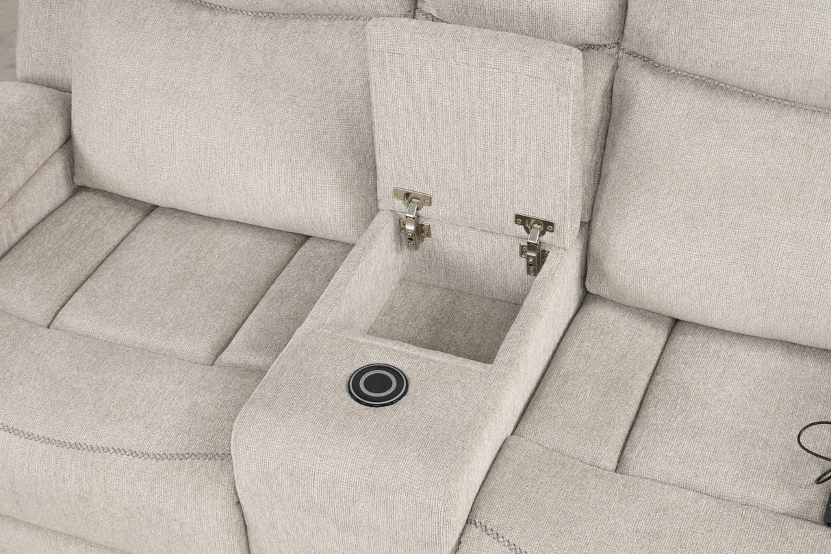 Galya - Motion Loveseat With Console - Light Gray