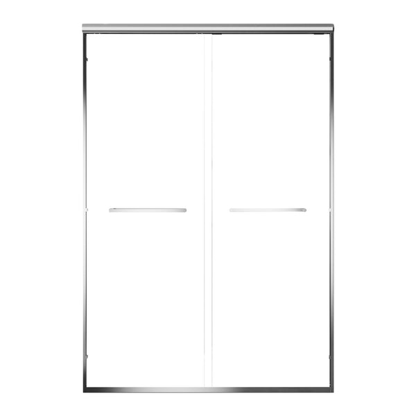 Aluminum Frame Double Double Soft Close Shower Door, Tempered Glass And Dual Stainless Steel Handles