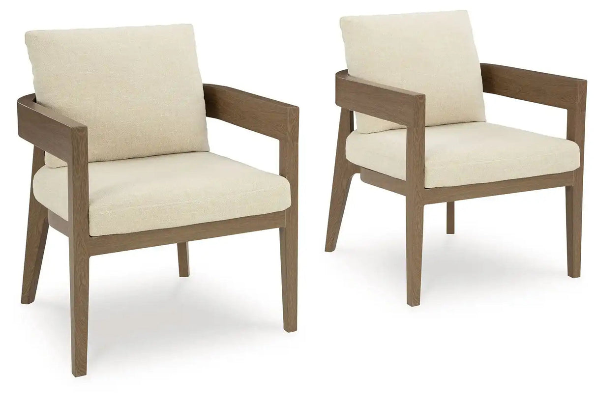 Serene Bay - Arm Chair With Cushion (Set of 2) - Dark Brown / White - Best Buy Furniture