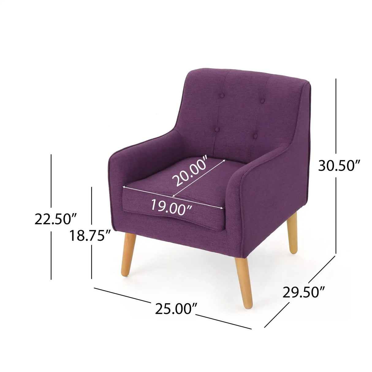 Modern Arm Chair With Tufted Back And Wooden Legs - Best Buy Furniture