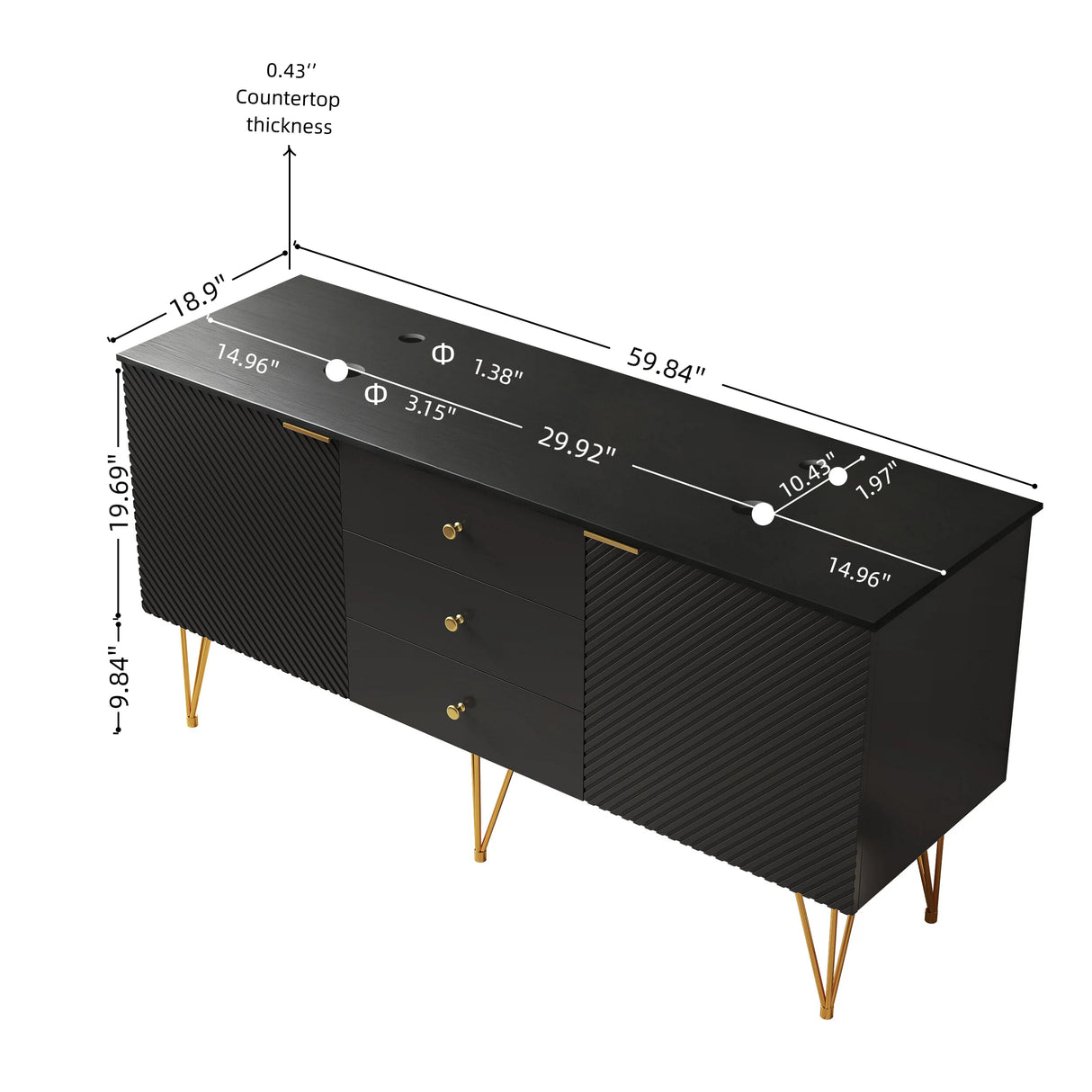 GEMA 60" Freestanding Bathroom Vanity