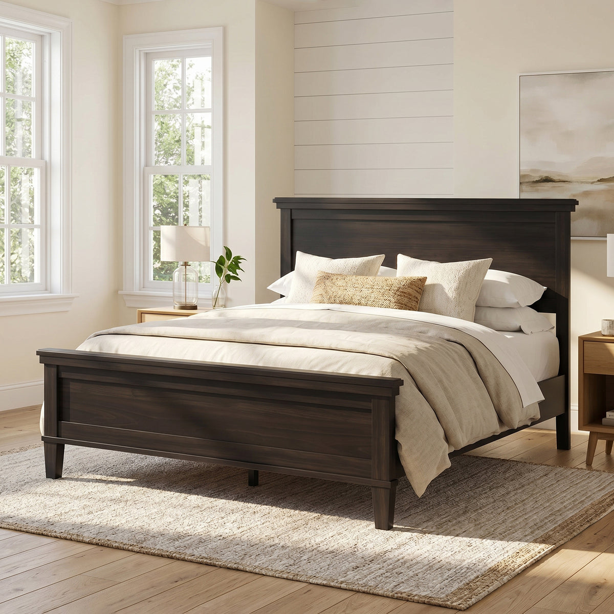 Mid-Century Modern Wood Platform Bed