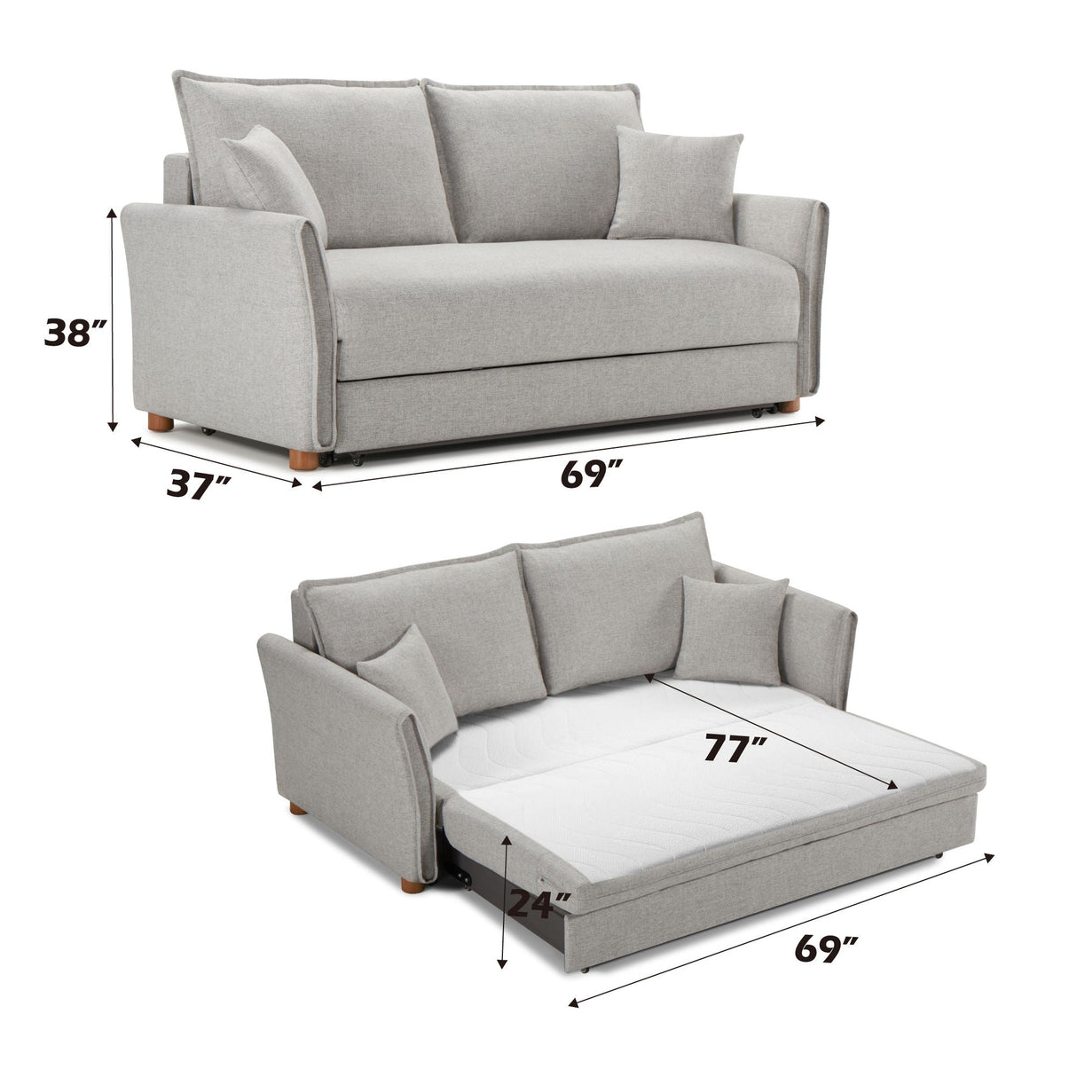Oren - Chenille Sleeper Sectional Sofa With Storage 2 Toss Pillows - Gray - Best Buy Furniture