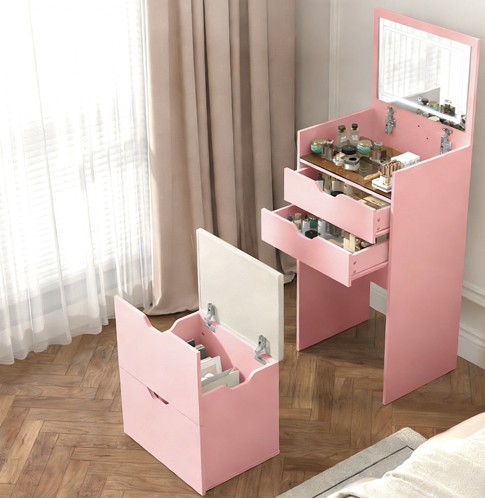 3-in-1 Multifunctional Dressing Table and Stool Set