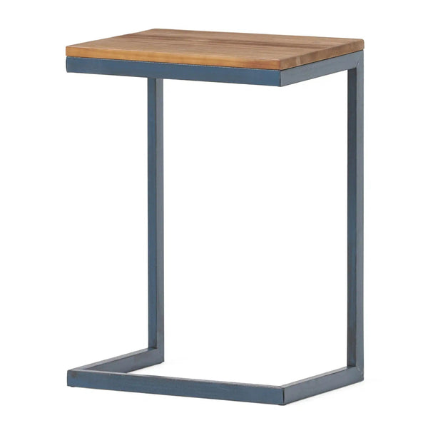 C Shaped End Table With Iron Base And Fir Wood To - Best Buy Furniture